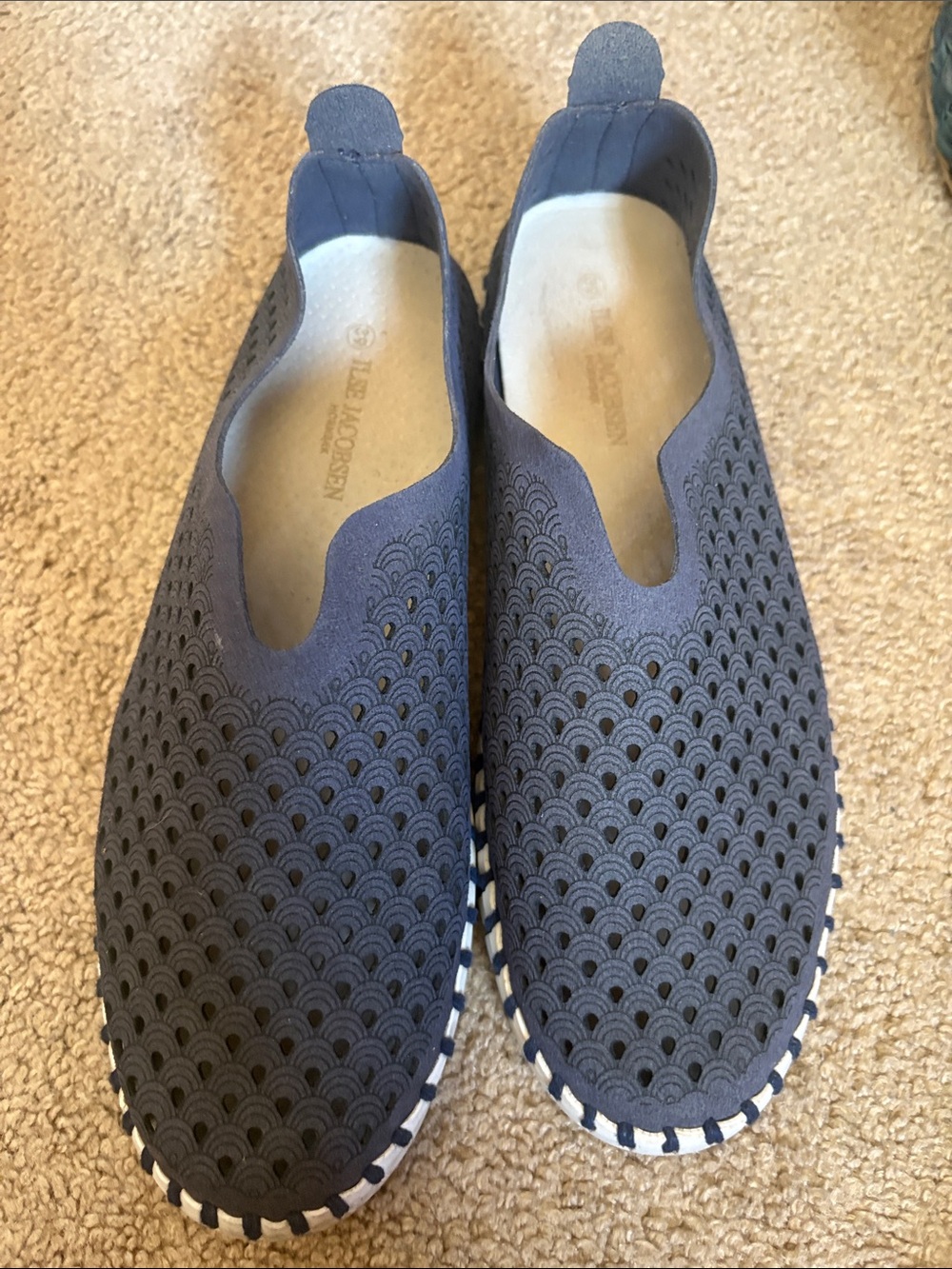 Ilse Jacobsen Navy Perforated Slip-On Sneakers